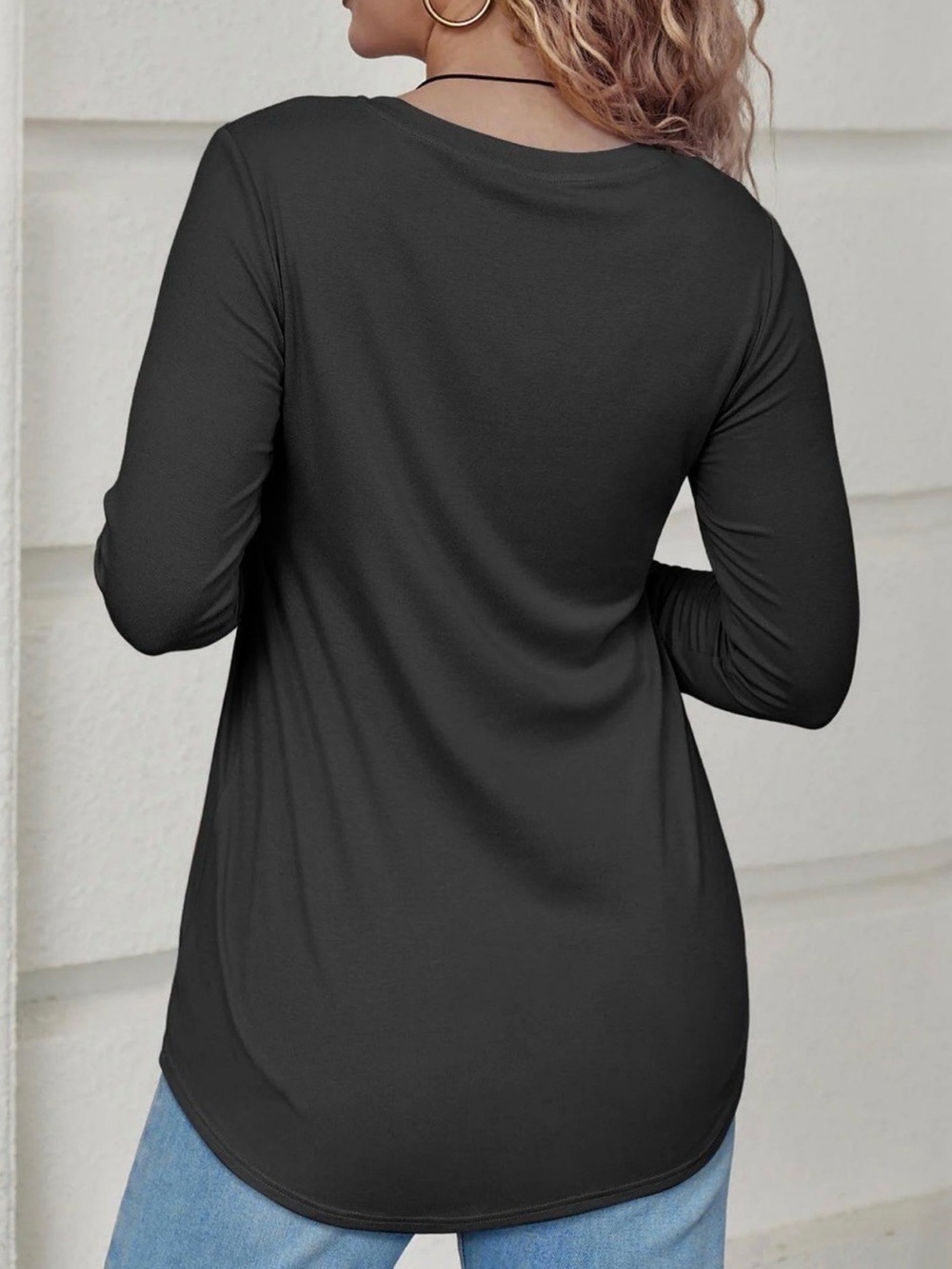 Women’s XL Black Long Sleeve Tunic Top Casual Stretch Blouse NWT - Picture 3 of 5